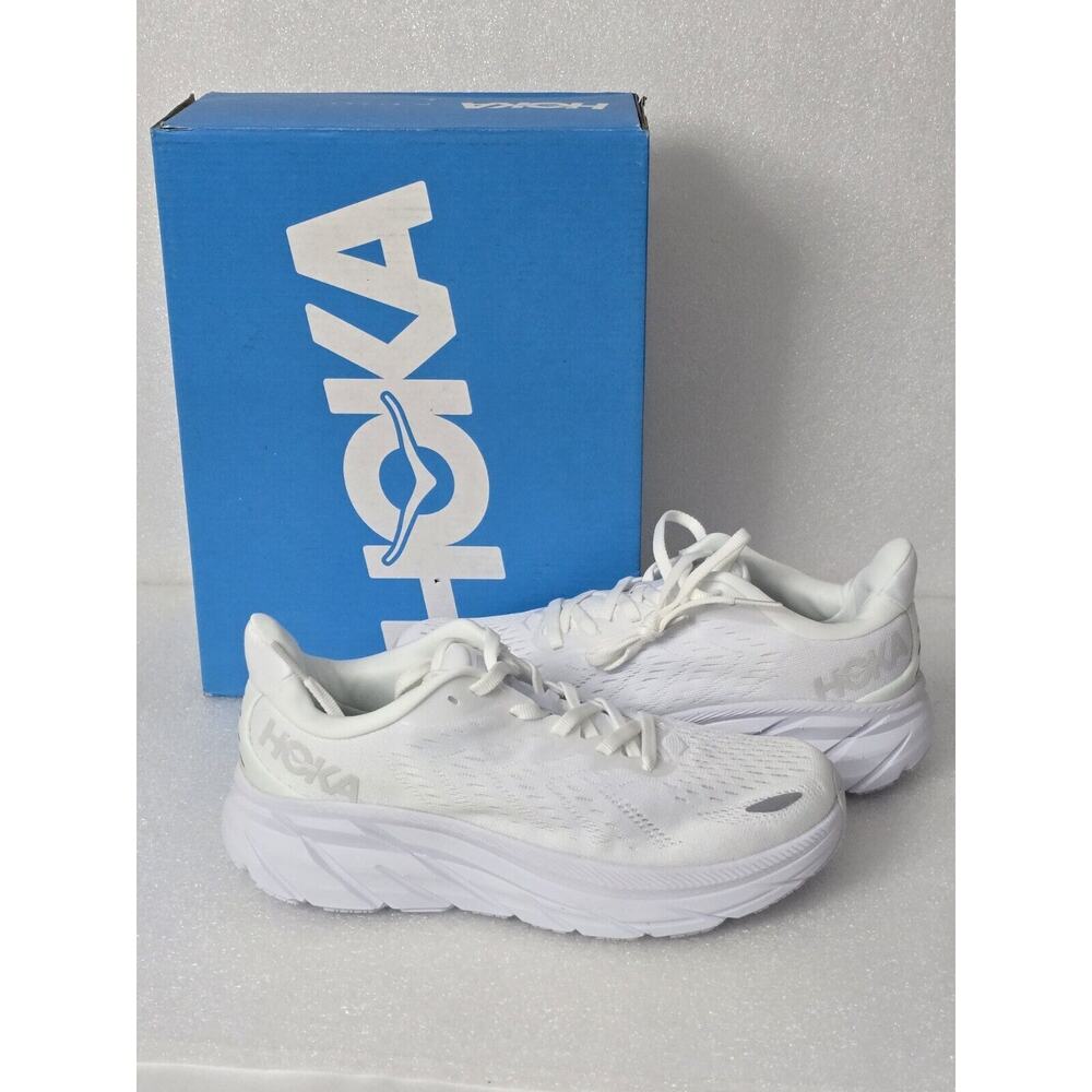 Hoka One One Clifton 8 White Women Running Shoes Athletic  Gym Sneakers Shoes